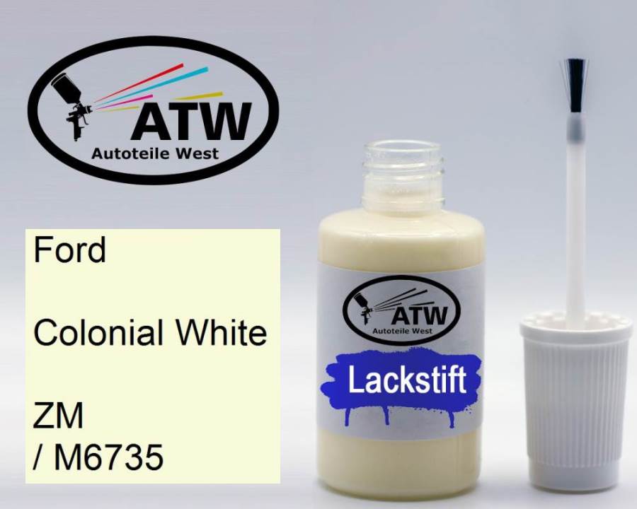Ford, Colonial White, ZM / M6735: 20ml Lackstift, von ATW Autoteile West.